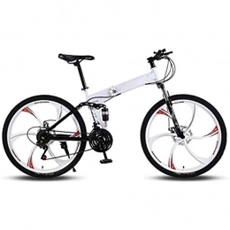WZLJW vélo Vélo de montagne pliable pour adulte, 24 pouces, roues pour hommes et femmes, vélo de montagne, en acier à haute teneur en carbone et pliable pour extérieur, 21 vitesses ggsm, blanc, 24 inches