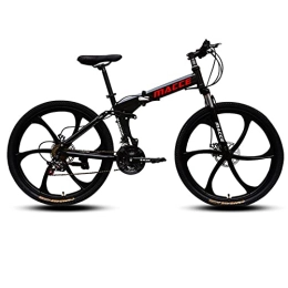 SHANRENSAN vélo Vélo de montagne pliable tout-terrain VTT adulte avec vitesse variable, vélo pliant de 24 pouces à vitesse variable (6 noirs)