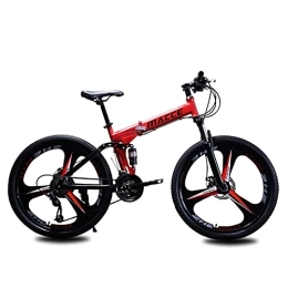 SHANRENSAN vélo Vélo de montagne pliable tout-terrain VTT adulte à vitesse variable vélo pliable 24 pouces à vitesse variable (trois rouges)