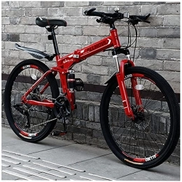SHANRENSAN Vélos de montagne pliant Vélo de montagne pliable tout-terrain VTT avec vitesse variable pour adultes VTT 26" pliable avec 21 vélos (rayons rouges)