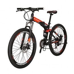 EUROBIKE Vélos de montagne pliant Vélo de Montagne Pliant G7 27, 5 Pouces Vélo de vélo Pliable à Cadre en Acier (Orange)