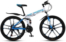 HCMNME vélo Vélo de montagne, VTT pliante VTT de 24 pouces Double Pays-Pays-Pays / Vitesse Vélo Vélo Vélo Vélo Ten Dix Roues Cutter Cadre en alliage avec freins à disque ( Color : White blue , Size : 24 speed )