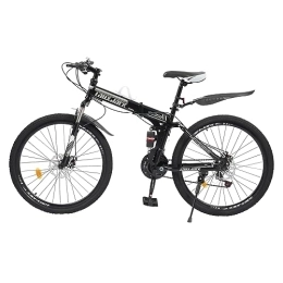 soudesileim vélo Vélo de route pliable 26 pouces 21 vitesses pour adultes avec protection anti-éclaboussures, freins à double disque avant et arrière et fourche verrouillable, cadeau (noir avec blanc)