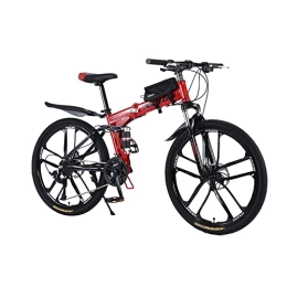 Vélo pliant 26" 27 vitesses VTT à suspension complète en acier au carbone avec sacoche de vélo - Frein à disque rapide pour adultes
