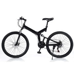 SHZICMY vélo Vélo pliant pour adulte 26" VTT camping noir poids de charge 150 kg vélo adolescent frein à disque vélo