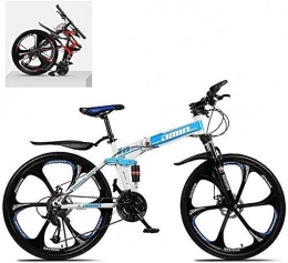 HAOSHUAI vélo Vélo VTT 24" Folding Mountain Bike en acier High Carbon double amortissement 21 / 24 / 27 / 30 vitesse Variable, All Terrain Pliable Rapide pour adulte Mountain Off-Road (Couleur B, Taille: 24