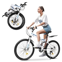 CHIMHOON vélo Vélo VTT pliable 26 pouces pour adultes - Roue à 21 vitesses avec double cadre absorbant les chocs et freins à double disque avant et arrière pour taille de 160 à 180 cm, maximum 120 kg (80 %