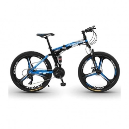 Yuxiaoo Vélos de montagne pliant Vélo, VTT tout-terrain, vélo 27 vitesses 24 / 26 pouces, pour adultes et adolescents, cadre pliable en acier à haute teneur en carbone, facile à installer, double amortisseur / C / 154x92cm