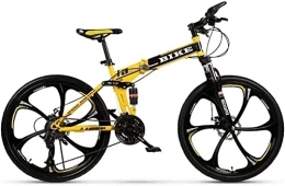 Générique vélo Vélos de montagne pliables, VTT semi-rigide 24 / 26 pouces avec cadre de bouilloire Siège réglable en acier à haute teneur en carbone pour femmes, hommes, filles, garçons, changement de 24 éta