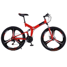 RYP Vélos de montagne pliant Vélos de Ville VTT Vélo VTT Adulte VTT Pliable Route Vélos for Hommes et Femmes 26En Roues Double Vitesse réglable Frein à Disque BMX Suspendu (Color : Red1, Size : 21 Speed)