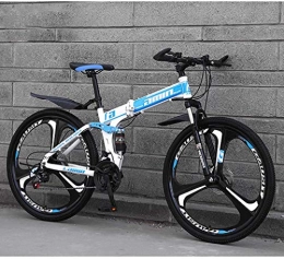 lqgpsx vélo Vélos pliants de vélo de Montagne, Frein Double Disque 26 Vitesses à 21 Vitesses, Suspension intégrale antidérapante, Cadre en Aluminium léger, Fourche à Suspension, Bleu, B