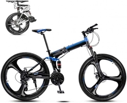 WCY Vélos de montagne pliant WCY Vélos 24-26 Pouces VTT Vélo, Unisexe Pliable vélo de Banlieue, 30 Vitesses vélo Pliable vélo, Double Frein à Disque / Bleu / A Roue / 24' 5-25 yqaae