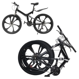 WSIKGHU Vélos de montagne pliant WSIKGHU VTT pour adultes 26" Vélo pliable 21 vitesses Vélo de ville conçu pour adultes et adolescents entre 160 et 190 cm (85 % pré-installation)