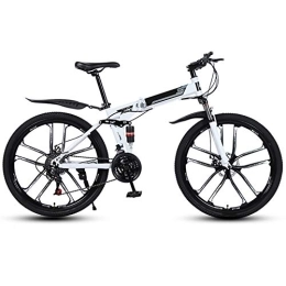 WYZDQ Adulte extérieur Vélo d'absorption de Choc Anti-dérapage à Vitesse Variable VTT Portable Pliable Bicyclette,Blanc,21 Speed