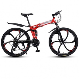 WZLJW Vélos de montagne pliant WZLJW Vélo de route pliable 26" avec freins à disque 27 vitesses pour VTT à suspension complète pour adultes, adolescents et cyclistes en plein air, rouge Gsm (couleur : rouge, taille : -)