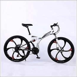 XER vélo XER VTT pliable - Double levage, 27 vitesses - 26 pouces - 6 vitesses - En acier carbone - Frein à disque - Blanc - 21 vitesses