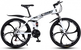 XHCP vélo XHCP Vélo de Montagne Pliable 26 Pouces, vélos 21 Vitesses vélo VTT Tout Suspendu avec 6 Roues de Coupe, adapté aux Hommes Femmes Charge maximale 100 kg