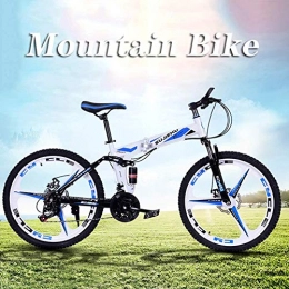 XRQ Vélos de montagne pliant XRQ 24" 26" Mountain Bike 26 Pouces 3 Roues Spoke Double Suspension vélo Pliant 24x VTT Hommes Femmes Lightweight Double Shock vélo, Blanc, 26IN