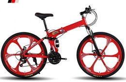 XSLY vélo XSLY 26 Pouces Pliable VTT, vélos Adultes Route 21 Vitesse Shifter accélérateur avec 6 Cutter Roue de vélo Vélo aménagement extérieur Route for 160-185cm Crowd (Color : Rouge)