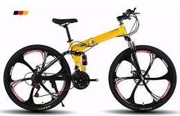 XSLY Vélos de montagne pliant XSLY Adultes Pliable VTT 26 Pouces, 21 Vitesses Shifter vélo accélérateur avec 6 Cutter Wheel Convient à vélo Vélo Route extérieure for 160-185cm Crowd (Color : Yellow)
