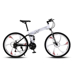 YUNLILI vélo YUNLILI Polyvalent Pliant MTB Vélo 26 Pouces Roues VTT Vélo de Montagne Cadre en Acier au Carbone avec Frein à Double Disque (Color : White, Size : 24 Speed)