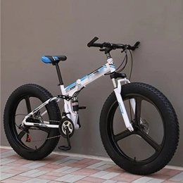 YXGLL vélo YXGLL Vélo de Neige Adulte Pliant de 26 Pouces pneus Ultra-Larges 4.0 vélo de Route de Plage Tout-Terrain de Montagne à Vitesse Variable (White 27)