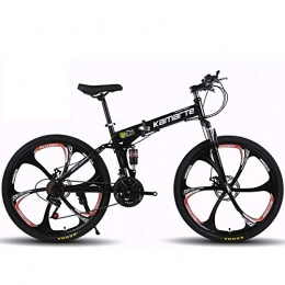 ZRZJBX Vélos de montagne pliant ZRZJBX Vélo Unisexe Complet Antichoc Cadre Vélo De Route Pliant VTT Vélos Avant Et Arrière Vélo De Frein à Disque Mécanique, 24”Black-21speed