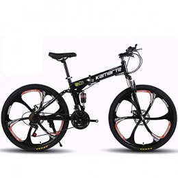 ZRZJBX Vélos de montagne pliant ZRZJBX Vélo Unisexe Complet Antichoc Cadre Vélo De Route Pliant VTT Vélos Avant Et Arrière Vélo De Frein à Disque Mécanique, 26”Black-24speed