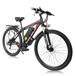 AKEZ vélo AKEZ Vélo électrique 29" pour adulte - Vélo électrique hybride pour homme Vélo électrique tout-terrain avec 48V 13Ah Batterie au lithium amovible Pour vélo extérieur (Black Red-29-1000)