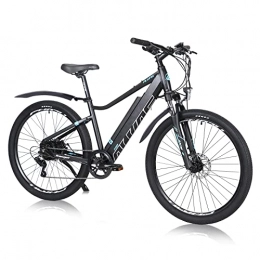 AKEZ vélo AKEZ Vélo électrique Ebike VTT 27, 5 pouces, vélo électrique amovible, 36 V / 12, 5 Ah, 250 W, vélo électrique pour homme et femme avec moteur Bafang et transmission Shimano 7 vitesses (noir)