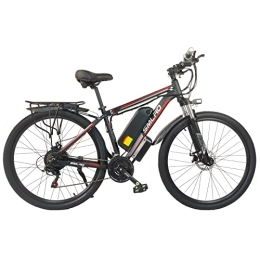 AKEZ vélo AKEZ Vélo électrique VTT électrique 29" pour homme et femme avec Batterie amovible 48V 13Ah - avec transmission Shimano 21 vitesses (noir rouge-29-1000)