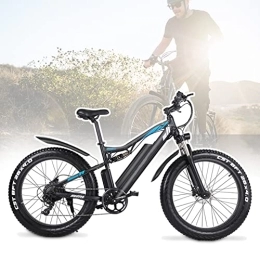BiiKoon Vélos de montagne électriques BiiKoon 26'' Fat Tire Vélos Électriques Vélo Électrique avec Batterie Li-ION Amovible 48V 17Ah Snow Beach Mountain e Bike Ebikes for Adultes 7 Vitesses (Color : Black)
