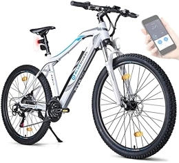Bluewheel Electromobility Vélos de montagne électriques BLUEWHEEL e-Bike 27, 5" & 29" |Marque qualité Allemande |Conformité UE |E-Mountainbike 21 Vitesses & Moteur arrière, 25 km / h |Vélo électrique BXB75, Fourche Suspendue MTB, appli, LED (Blanc, 27.7")