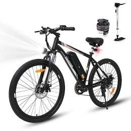 COLORWAY Vélo électrique pour Adultes, vélo de Montagne 26'', EBike avec Batterie Amovible 36V 15Ah, écran LCD, Frein à Disque Double ebike BK15 Noir/Orange