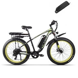 cysum vélo Cysum M980 Vélo de Montagne électrique 26 Pouces, Batterie Lithium-ION 48 V / 17 Ah, Shimano 7 Vitesses, vélo de Montagne électrique pour Adulte (Vert - Double Batterie)
