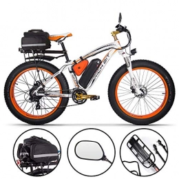 cysum Vélos de montagne électriques cysum Vélo électrique 1000W 26"Mountain Ebike Sonw Fat Pneu Ebike pour Homme (Orange Blanche)