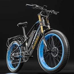 cysum Vélos de montagne électriques CYSUM Vélo électrique 26 * 4.0 Fat Tire Ebike 48V 17AH Batterie au Lithium Double Suspension Shimano 9 Vitesses Frein hydraulique Mens Womans VTT électrique (Black Blue)
