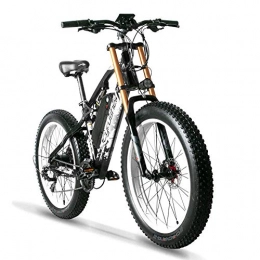 Extrbici Vélos de montagne électriques Extrbici Gros vélo électrique à Suspension complète, vélo électrique 48V avec Batterie au Lithium 17A, Vitesse maximale de la Moto 40 km / h (Noir et Blanc)