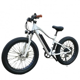 FJX Vélos de montagne électriques F-JX Vélo électrique, Large et Fat Motoneiges, 26 Pouces de Montagne Sports de Plein air à Vitesse Variable Lithium vélo - Blanc, 26 inches X 16 inches