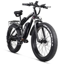 GUNAI Vélos de montagne électriques GUNAI Vélo électrique Gros Vélo 26 "4.0 Pneu Tout-Terrain E-Bike 48V 17AH VTT avec Siège Arrière（Noir）