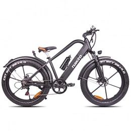 HJ Vélos de montagne électriques H＆J Vélo de Montagne électrique et vélo Hybride de 26"Amortisseur hydraulique à 6 Vitesses et Freins à Disque Avant et arrière à 48 Vitesses pour Une durabilité jusqu'à 70 km (Largeur de Pneu de 4")