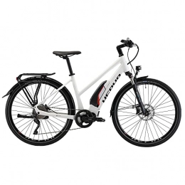 HEPHA vélo HEPHA Vélo électrique Trekking 5.0 pour femme 70 Nm Shimano E8000 Moteur central Pedelec 630 Wh Batterie amovible 10 vitesses Ebike 28" (blanc, RH 44 cm)