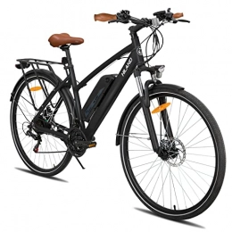 ROCKSHARK vélo HILAND Vélo de Ville électrique 28 Pouces avec Dérailleur Shimano 7 Vitesses Vélo de Trekking Moteur 250W avec Batterie Lithium-ION 36V 10, 4Ah pour Homme et Femme E-Bike Noir