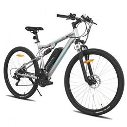 ROCKSHARK vélo HILAND Vélo électrique 27, 5 pouces pour homme et femme - Vélo électrique à suspension complète avec moteur 250 W 36 V 10, 4 Ah - Vélo électrique à suspension complète - Gris