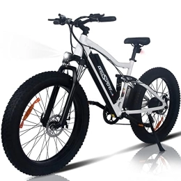 HITWAY vélo HITWAY Vélo électrique 26" Fat Tire, Batterie au Lithium 48V 250Watt Moter 12Ah, engrenage à Grande Vitesse et Roue à Rayons eBike ONES1 (Blanc)