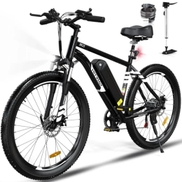 HITWAY  HITWAY vélo électrique, VTT électrique, 26'' Ville E-Bike Adulte, Vélo électrique avec Batterie Amovible 36V 11.2Ah, Shimano 7 Vitesses, Autonomie 35-70km Noir