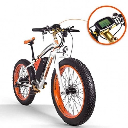 HUATXING Vélos de montagne électriques HUATXING 48V 17Ah 1000W 21 Vitesses Snow Mountain vélo électrique Fat Tire 26inch vélo électrique, Orange