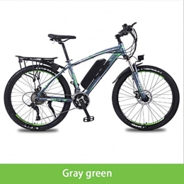 HWOEK vélo HWOEK Montagne Vélo Electrique, 26" Adulte Ville Vélo électrique avec Batterie au Lithium Amovible 27 Vitesse Cadre en Alliage d'aluminium Unisex, Gray Green, 10AH