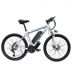 Hyuhome Vélos de montagne électriques Hyuhome Bycicles électriques pour Hommes, 26" 48V 360W IP54 étanche Adulte électrique de vélo de Montagne, 21 Vitesse vélo électrique VTT Dirtbike avec 3 Modes équitation, White Blue
