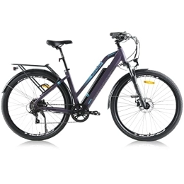 Hyuhome Vélos de montagne électriques Hyuhome Vélos électriques de 71, 1 cm pour homme et adulte, vélos électriques pour homme, VTT avec batterie amovible 36 V 12, 5 Ah, moteur BAFANG et engrenage Shimano 7 vitesses (violet, 820 L)
